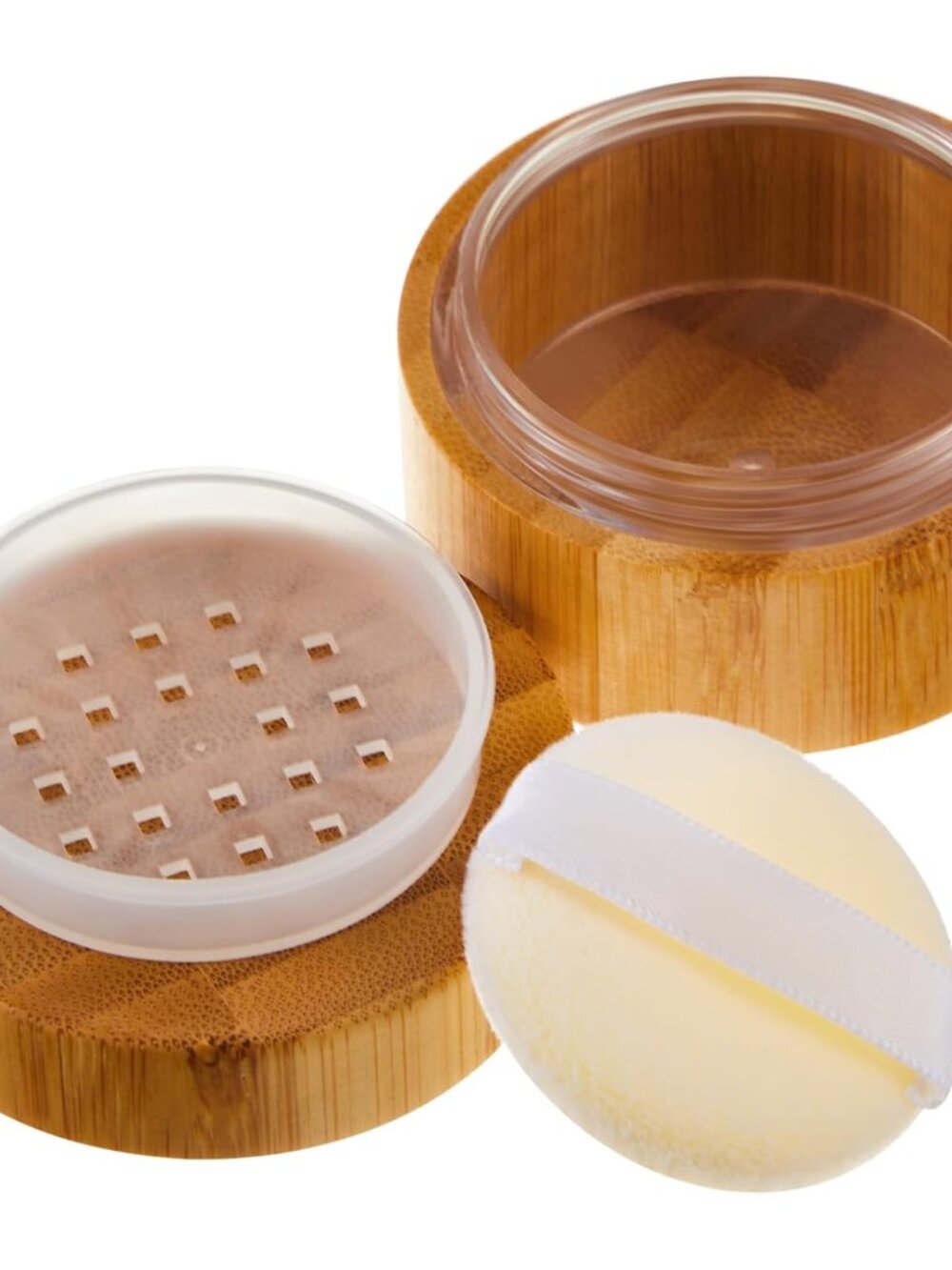 Bamboo Loose Powder Container with Puff, Empty Jar 10 Ml